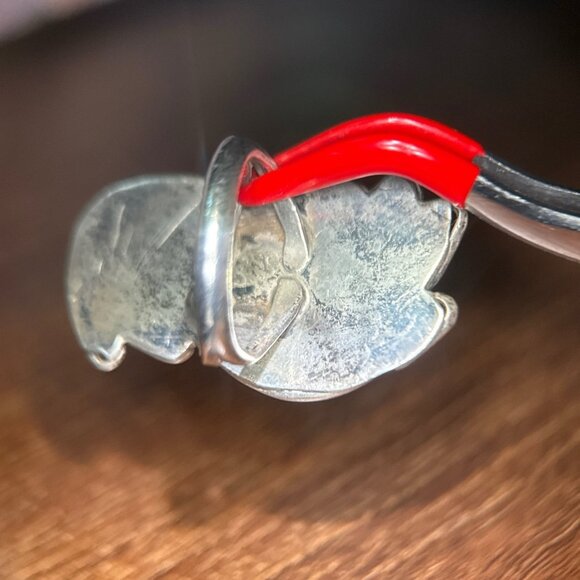 Large 2-Turquoise Silver Ring - Picture 6 of 8